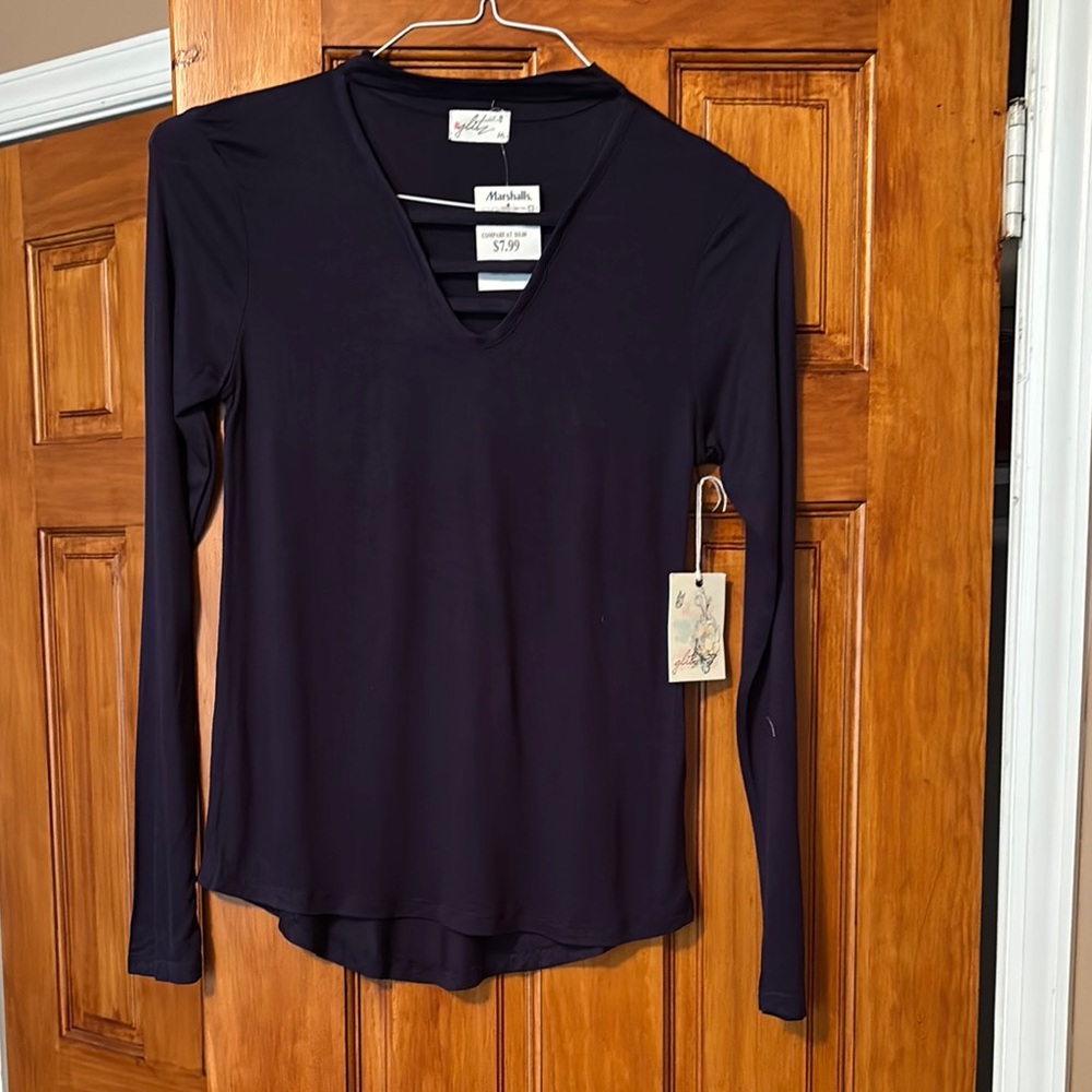 Glitz navy Long Sleeve Blouse